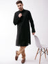 Vastramay Men's Black And Rose Gold Cotton Blend Kurta Pyjama Set